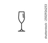 Champagne Flute line icon. linear style sign for mobile concept and web design. Champagne glass outline vector icon. Symbol, logo illustration. Vector graphics