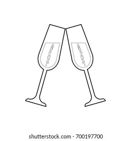 Champagne glases toasting vector icon.