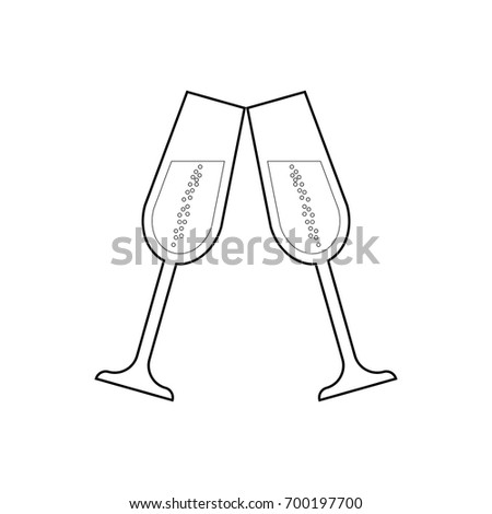 Champagne glases toasting vector icon.