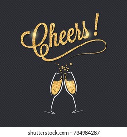 Champagne Glass Banner. Cheers Party Celebration Design Background.