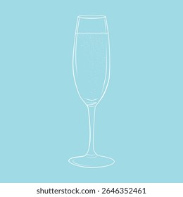 copo de champanhe com bolhas, arte simples mão desenhada linha