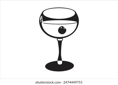 Champagne glass with bubbles, vector design