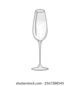 Champagne glass, with bubbles. Vector ilustration.