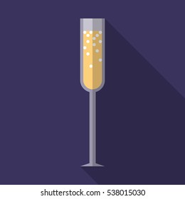 champagne glass for christmas, new year, wedding, valentine, congratulations or another restaurant party. flat style