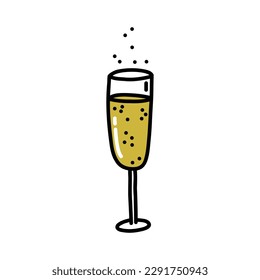 Champagne glass doodle icon, vector illustration