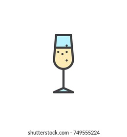 Champagne glass filled outline icon, line vector sign, linear colorful pictogram isolated on white. Symbol, logo illustration. Pixel perfect vector graphics