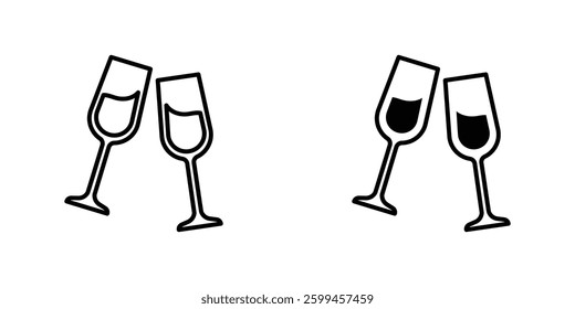 Champagne Glass flat simple vector icons illustration set.