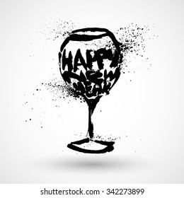 Champagne glass grunge happy new year illustration