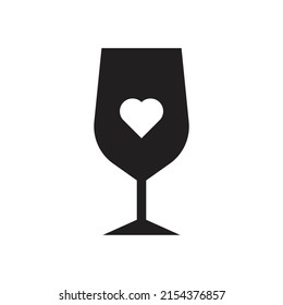 Champagne glass with heart icon design. vector illustration