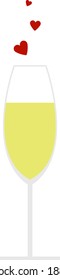Champagne Glass With Heart Icon. Flat Color Design. Vector Illustration.