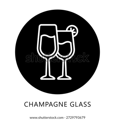 Champagne Glass Icon Button, Mini Illustration Relate To Food, Gastronomy. Use For Modern Concept, Ui, Ux Web And App Development.