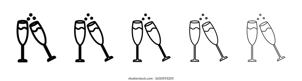 Champagne Glass icon graphic set. trendy stroke line style