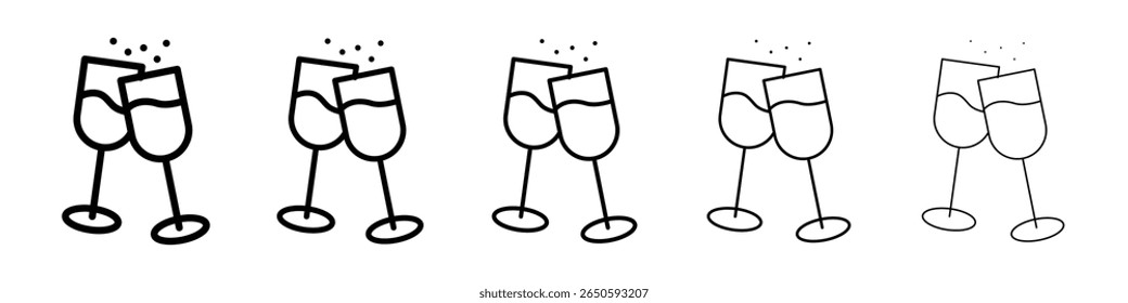 Champagne Glass icon gráfico set. estilo de linha de traçado moderno