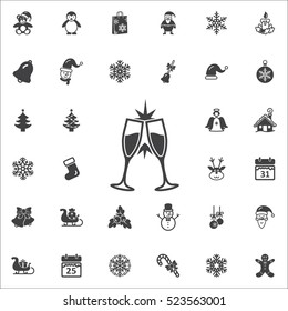 Champagne glass icon. New Year set of icons. Christmas holidays