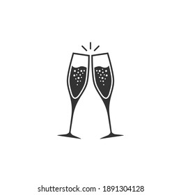 Champagne glass icon. Party drink silhouette. Vector isolated on white
