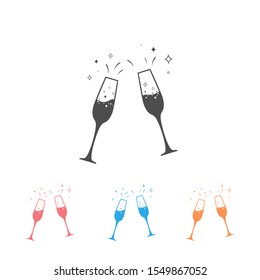 Champagne glass icon set. Vector illustration