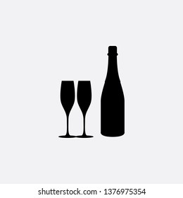 champagne and glass icon vector