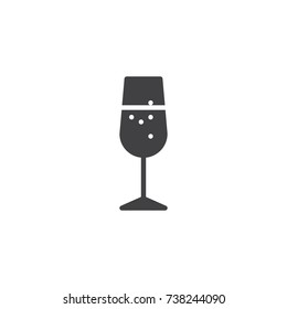 Champagne glass icon vector, filled flat sign, solid pictogram isolated on white. Symbol, logo illustration.