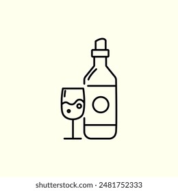 Champagne and glass icon vector in flat design