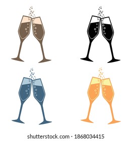 Champagne glass icon, vector illustration design. Icon in different colors at white background.