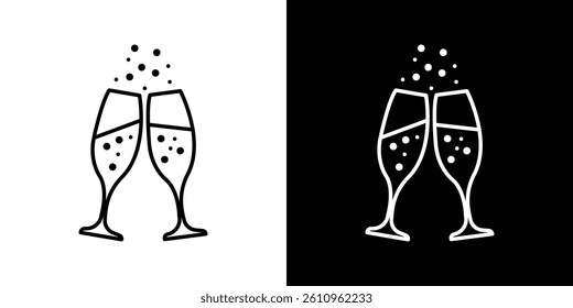 Champagne Glass icon Vector isolated outline drawing.