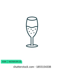 champagne glass icon vector logo template
