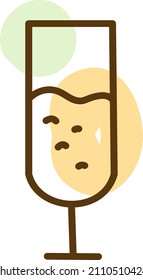 Champagne in glass, illustration, vector on a white background.