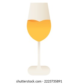 Champagne glass isolated on white background, illustration, icon, element