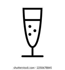 Champagne glass line icon isolated on white background. Black flat thin icon on modern outline style. Linear symbol and editable stroke. Simple and pixel perfect stroke vector illustration.
