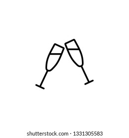 Champagne glass line icon, logo isolated on white background