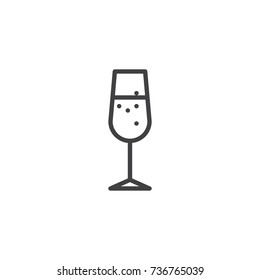 Champagne Glass Line Icon, Outline Vector Sign, Linear Style Pictogram Isolated On White. Symbol, Logo Illustration. Editable Stroke