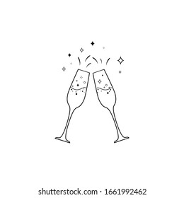 Champagne glass line icon. Vector illustration
