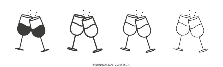 Champagne Glass line icon vector illustration set.