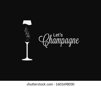 Champagne Glass Logo On Black Background