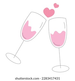 Champagne glass love illustration vector graphic perfect for couple