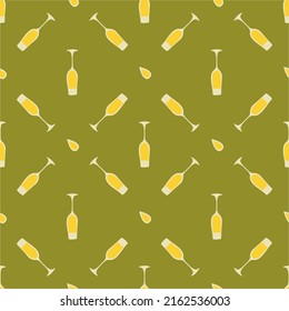 Champagne glass seamless pattern, great design for any purposes. Doodle style. Hand drawn image. Color repeat template. Party drinks concept. Freehand drawing. Cartoon sketch graphic draft. Vector.
