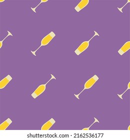 Champagne glass seamless pattern, great design for any purposes. Doodle style. Hand drawn image. Color repeat template. Party drinks concept. Freehand drawing. Cartoon sketch graphic draft. Vector.
