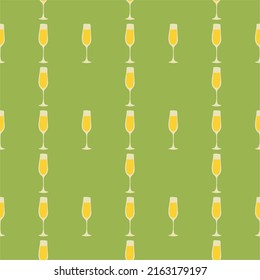 Champagne glass seamless pattern, great design for any purposes. Doodle style. Hand drawn image. Color repeat template. Party drinks concept. Freehand drawing. Cartoon sketch graphic draft. Vector.
