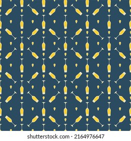 Champagne glass seamless pattern, great design for any purposes. Doodle style. Hand drawn image. Color repeat template. Party drinks concept. Freehand drawing. Cartoon sketch graphic draft. Vector.
