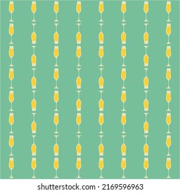 Champagne glass seamless pattern, great design for any purposes. Doodle style. Hand drawn image. Color repeat template. Party drinks concept. Freehand drawing. Cartoon sketch graphic draft. Vector.
