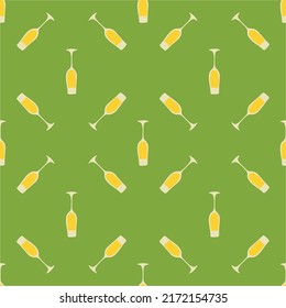 Champagne glass seamless pattern, great design for any purposes. Doodle style. Hand drawn image. Color repeat template. Party drinks concept. Freehand drawing. Cartoon sketch graphic draft. Vector.
