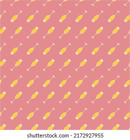 Champagne glass seamless pattern, great design for any purposes. Doodle style. Hand drawn image. Color repeat template. Party drinks concept. Freehand drawing. Cartoon sketch graphic draft. Vector.
