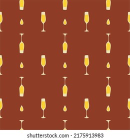 Champagne glass seamless pattern, great design for any purposes. Doodle style. Hand drawn image. Color repeat template. Party drinks concept. Freehand drawing. Cartoon sketch graphic draft. Vector.
