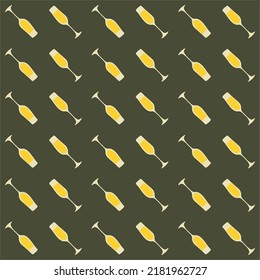 Champagne glass seamless pattern, great design for any purposes. Doodle style. Hand drawn image. Color repeat template. Party drinks concept. Freehand drawing. Cartoon sketch graphic draft. Vector.
