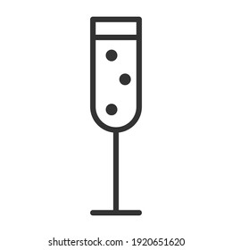 Champagne glass. Simple food icon in trendy line style isolated on white background for web apps and mobile concept. Vector Illustration. EPS10