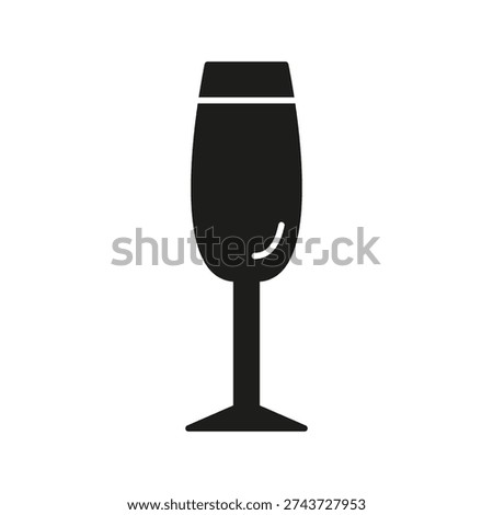 Champagne Glass Solid Icon. Celebration, Toasting, And Festive Occasions Silhouette Symbol. Elegant Drinkware For Parties And Events. Isolated Vector Illustration.