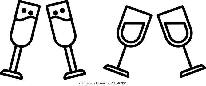 "Champagne Glass Toast Icon Design for Celebration, Party, and Special Occasions"