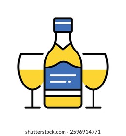 Champagne glass vector filled outline icon. EPS 10 file
