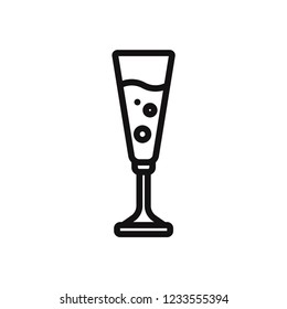 Champagne in champagne glass vector icon
