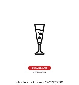 Champagne in champagne glass vector icon